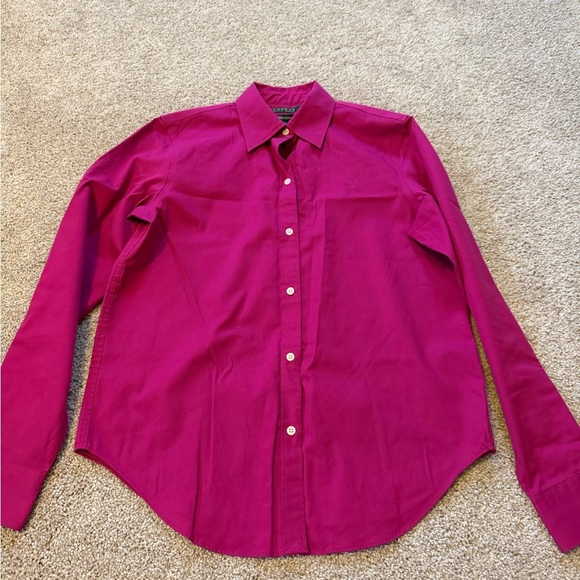 Lauren Ralph Lauren Tops - Lauren Ralph Lauren Magenta Cotton button down non iron size XS